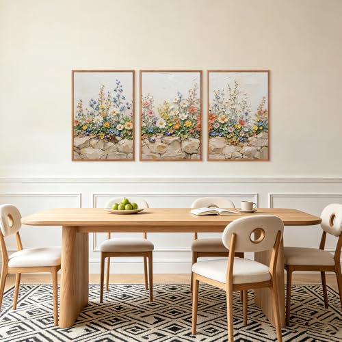 Image of CHDITB 3D Textured Bright Wildflower Wall Art,Natural Spring Flower Decor