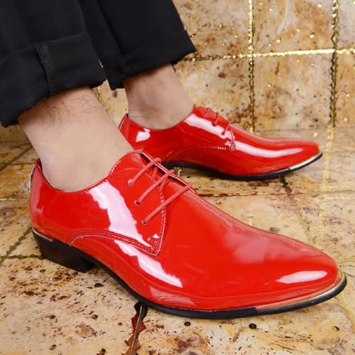 Chaussures respirantes en cuir bout pointu lacets patchwork homme - 7