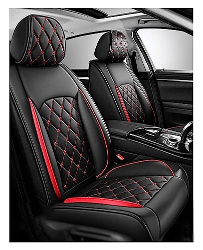 NISMIA Copri Sedili Auto Universali per Volkswagen T-Cross T-Roc Taigo, Pelle PU Impermeabile, Set Completo per Sedili Anteriori e Posteriori, 5 Pezzi, Nero/Rosso/Bianco/Blu