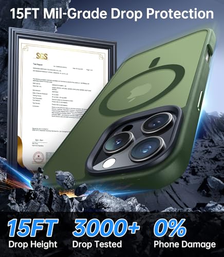 Coque antichoc iPhone 16 Pro MagSafe vert avec verre trempé écran et objectif