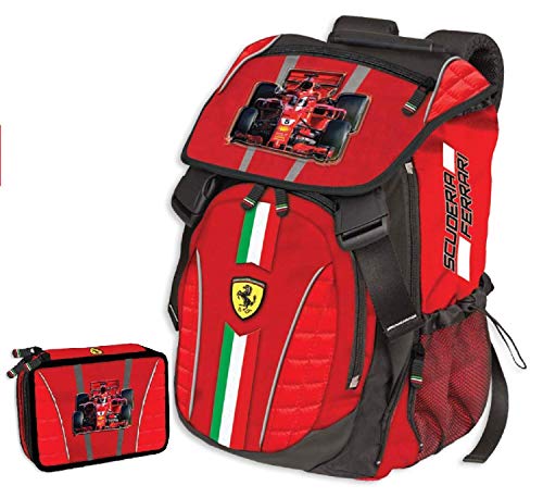 Mochila extensible Ferrari Kids   estuche con 3 cremalleras