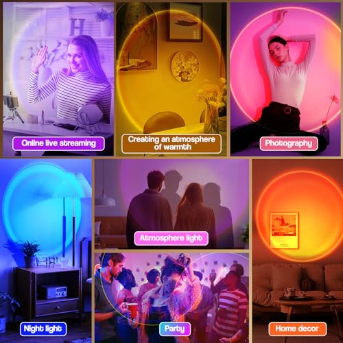 Sunset Lamp Projection - 16 Colour | Sunset Light with 24Keys Remote Multicolour - USB Port-Colour Changing & Fade Mode - 【𝐔𝐩𝐠𝐫𝐚𝐝𝐞𝐝】 App Control - Image 4