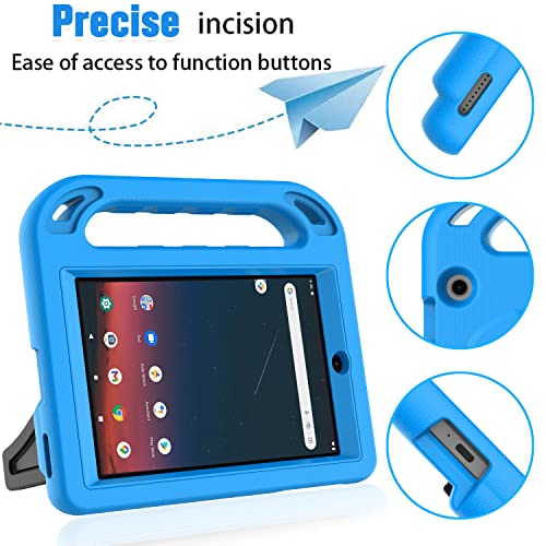 Bmouo Kids Case For Onn 8“ Tablet 2022 Gen 3 (Model:tbblu100071483) - With Built-In Screen Protector, Shockproof Light Weight Handle Stand Case For Walmart Onn 8 Inch Tablet Gen 3 2022, Blue #TOP5