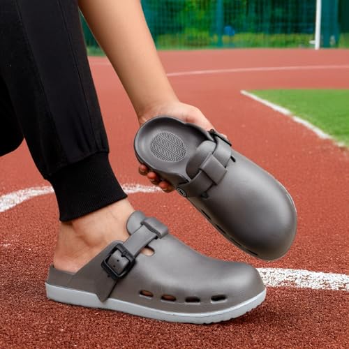 Image of Unisex Black Clogs with Adjustable Buckle Strap | Lightweight EVA Comfort Slip-On Sandals for Casual Wear & Outdoor Use
