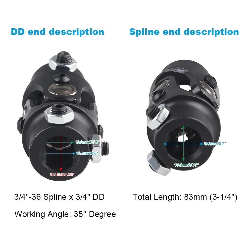 Albero Trasmissione Albero dello Sterzo Singolo con Giunto A U Universale da 3/4 "-36 Scanalato A 3/4" DD Giunto Universale per Albero dello Sterzo Singolo per Auto