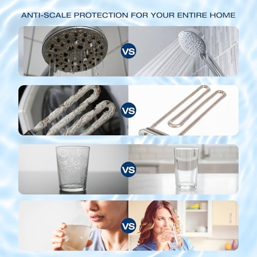 Image of H&G Lifestyles Water Descaler Whole House, 2 Stage 10 inch x 4.5 inch Water Filter | Whole House Water Filtration, Remove Scale Filter,Saltless Water Softener, Remove Chlorine Heavy Metal,Reduce Scale Buildup