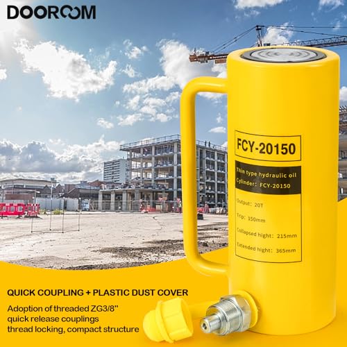Image of 20T 6Inch Stroke Porta Power Single Acting Lifting Cylinder for Shipbuilding, Machinery and Industry,Automatically Retract Split Hydraulic Cylinders Tools