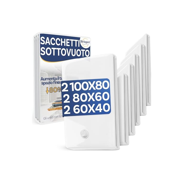 Stringari 6 Sacchi Sottovuoto 90 Micron - XL, L, S Salvaspazio