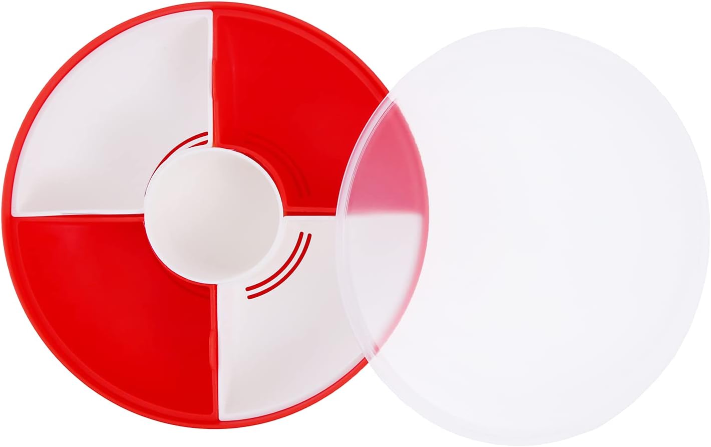  | XKXKKE Divided Serving Dishes with Lid,Serving Bowls,Multifunctional Party Snack Tray for Fruits,Nuts,Candies,Crackers,Veggies Red: Serving Bowls