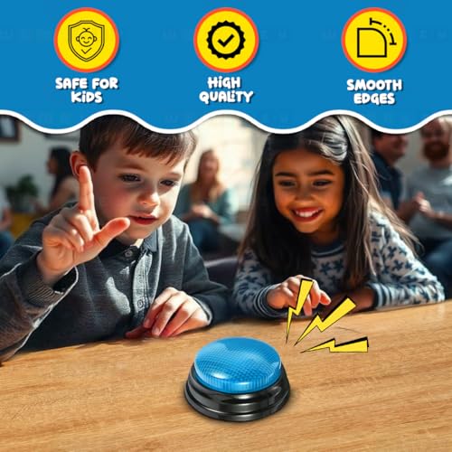 Image of Wembley Buzzer for Games Project Quiz with Punch Sound & Lights Battery Operated Portable Compact Non-Toxic Safe Answer Buzzer for Kids Adults Teacher - Pack of 1