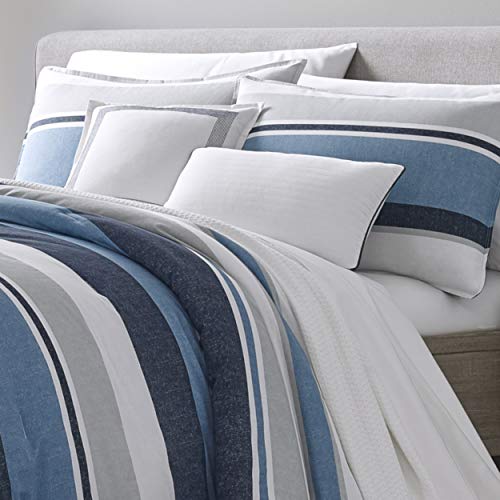Nautica - Queen Comforter Set, Cotton Reversible Bedding With Matching Shams & Bonus Decorative Pillows (Westport Navy, Queen) #TOP2