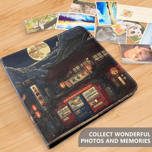 Álbum de Fotos Japón Calle Luna con Cubierta de Cuero, Álbum Autoadhesivo para Fotos, Libro de Recortes Hecho a Mano, DIY, con 20 Hojas Desmontables (40 Páginas) para Fotos de 4"x6", 5"x7", 6"x8" miniatura 5