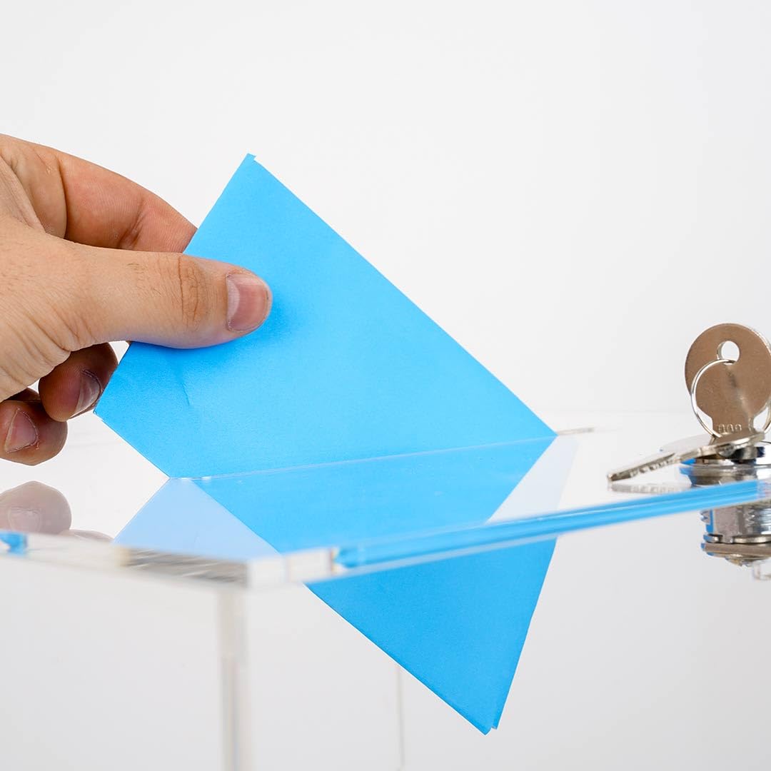 Danieli - Cassetta per Suggerimenti, Votazioni e Buste Matrimonio 30x30 con Chiave e Lucchetto, in Acrilico Trasparente, da Terra. Ideale per Imbucare Biglietti. (30 x 30 x 30 cm)