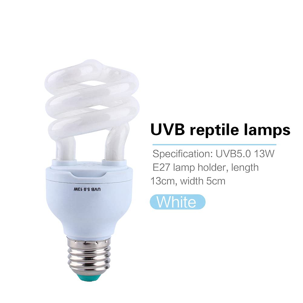 13W UVB 5.0, E27 Baza Energooszczędna Żółw Terrarium Terrarium Lampy REPTILE Żarówka UV, Wydajna do 50 cm, Symuluje pustynię, dostarcza promienie wapnia