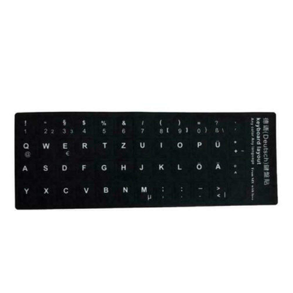 Pvc Stickers German Keyboard Stickers Black Background With White Lettering(Black)