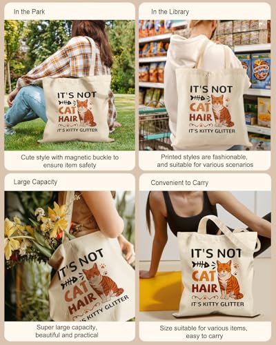 Image of Miss Adola Cute Canvas Tote Bag for Women Girls - Animal Lover Aesthetic Bags with Magnetic Buckle and Zipper Inner Pocket