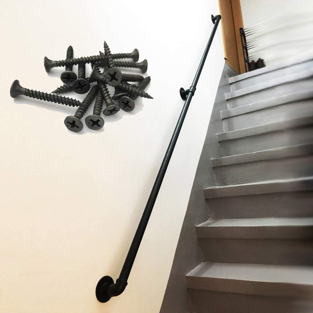 Main courante d'escalier en fer forgé industriel CHEWYNP de 1 à 20 ft pour intérieur