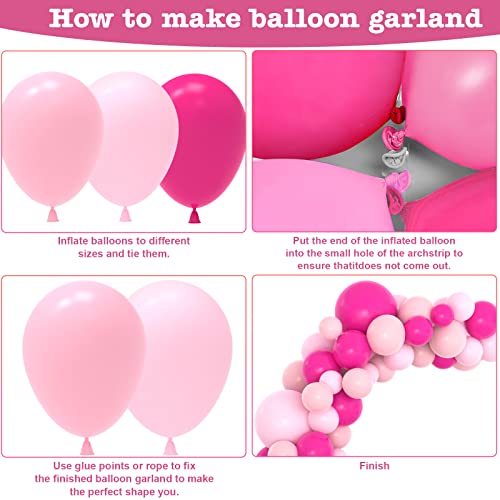Pink Balloon Garland Arch Kit, Kelfara 109Pcs Hot Pink Latex Pastel Pink Balloon, 18 12 10 5 Inch Latex Balloons for Wedding Birthday Princess Theme Bridal Baby Shower Bridal Shower Party Decorations - Image 4