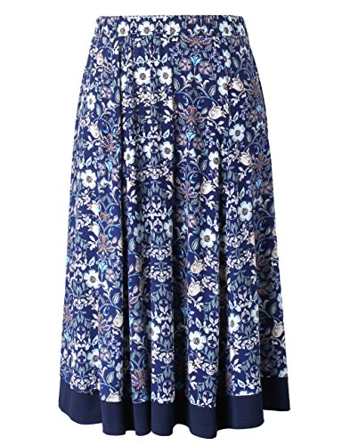 Chicwe Women's Plus Size Calf Length Flared Elastic Waist Skirt - Casual and Work Skirt 4X