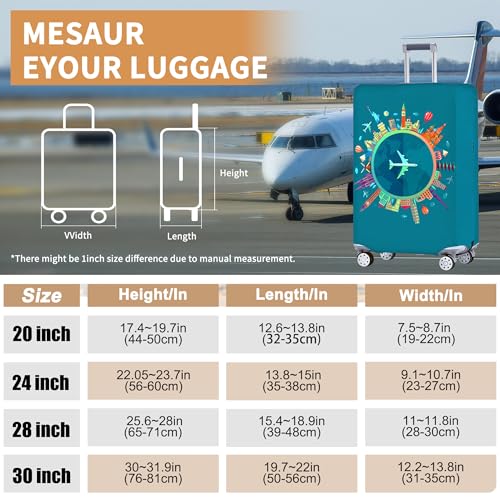 Travel Luggage Cover Thicker Spandex Suitcase Protector Elastic Washable Baggage Covers (S (for 19-20 inch luggage), World)2