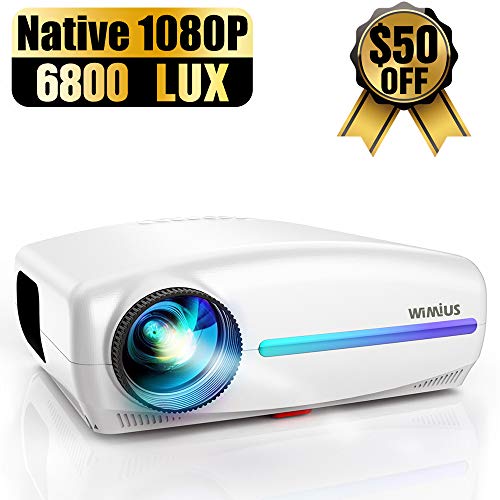 WiMiUS Native 1080P Projector Upgrade 6800 Lux Full HD, Support 4K Dolby Sound