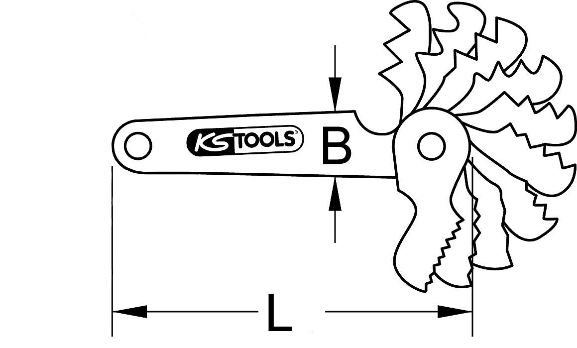 KS Tools 300.0622 Galga de roscas trapezoidales, 2-12mm