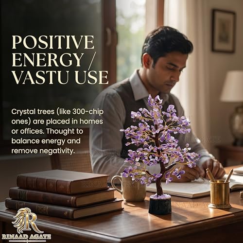 Image of Amethyst Crystal Tree with 300 Healing Chips | 11 Inch Vastu Feng Shui Wealth Tree for Home Decor, Positive Energy, Meditation & Reiki | Lucky Gemstone Bonsai Gift for Prosperity & Stress Relief