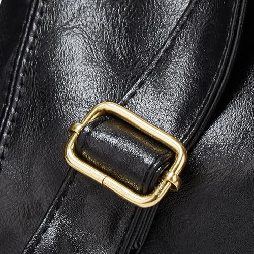 Image of Hobo Bags For Women Vintage Leather Purse Slouchy Shoulder Bag Brown Handbags (Black)