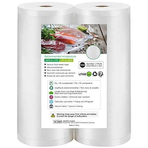 2 Rollos para Envasadora al Vacìo, 28 x 600cm Bolsas de Vacìo de Alimentos, Sin BPA, Bolsas...