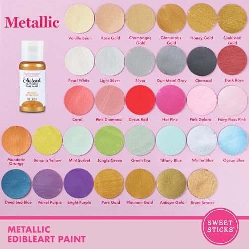 Image of Sweet Sticks Edible Art Decorative Cake Paint 0.5 Ounce (15 Milliliters), Metallic Royal Gold