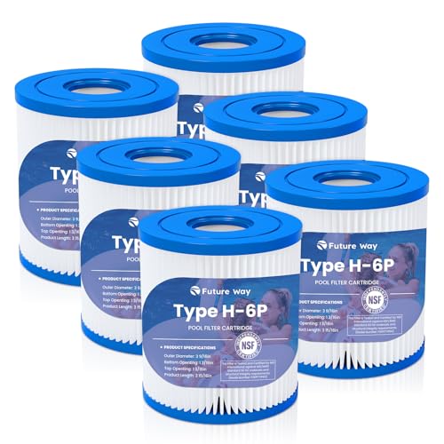 Future Way 6-Pack Type H Pool Filter Cartridge Replacement for Intex 330 GPH Filter Pump for Above Ground Pools