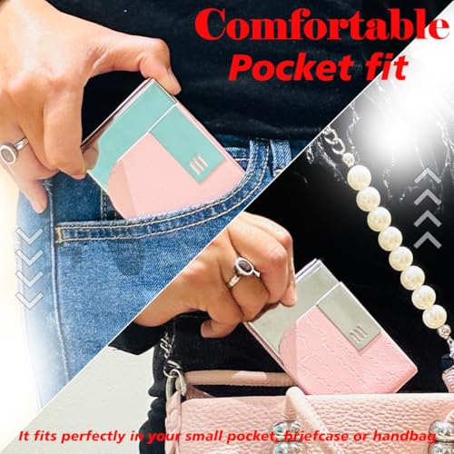 Image of Mini2buy Customized Unisex Vertical Card Holder Name Engraved for Credit|Debit|ATM|Business Visiting RFID Blocking Stainless Steel (1 x 10 x 6 cm) Personal Corporate Gift (Pink)
