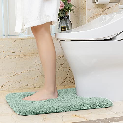 Image of VANZAVANZU Toilet Rugs for Bathroom U Shaped, Contour Bath Rugs for Toilet Bath Mats for Bathroom Non Slip Extra Soft Absorbant Microfiber Shaggy Thick Toilet Rugs U Shaped (U 20 inch*24 inch, Egg Blue)