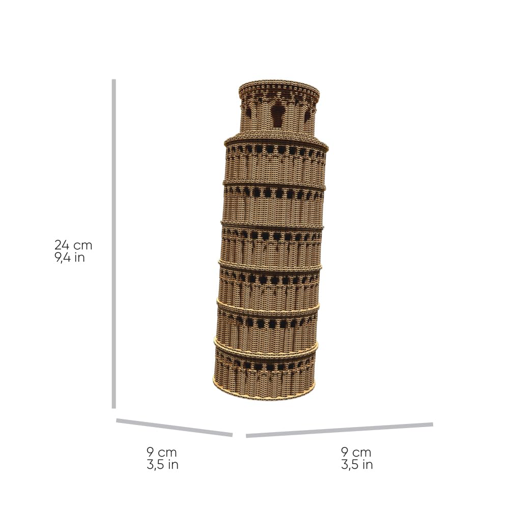 Tour de Pise Puzzle 3D en Carton – Maquette à Monter | 160 Pièces, 24 × 9 × 9 cm – Kit Sculpture DIY à Peindre, Matériaux Recyclés, Ados & Adultes, Idée Cadeau Déco