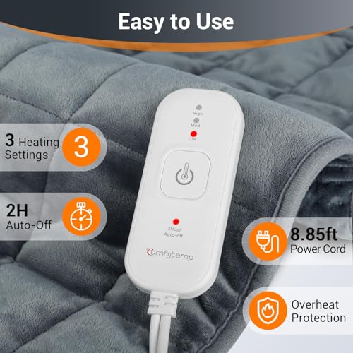 Image of Comfytemp Weighted Large Heating Pad 17 inchx33 inch for Back & Period, FSA Eligible Far Infrared Electric Heat Pad, Fathers Day Gift for Dad Men, HSA King Size Heated Pad with Evenly Filling Ceramic Bead