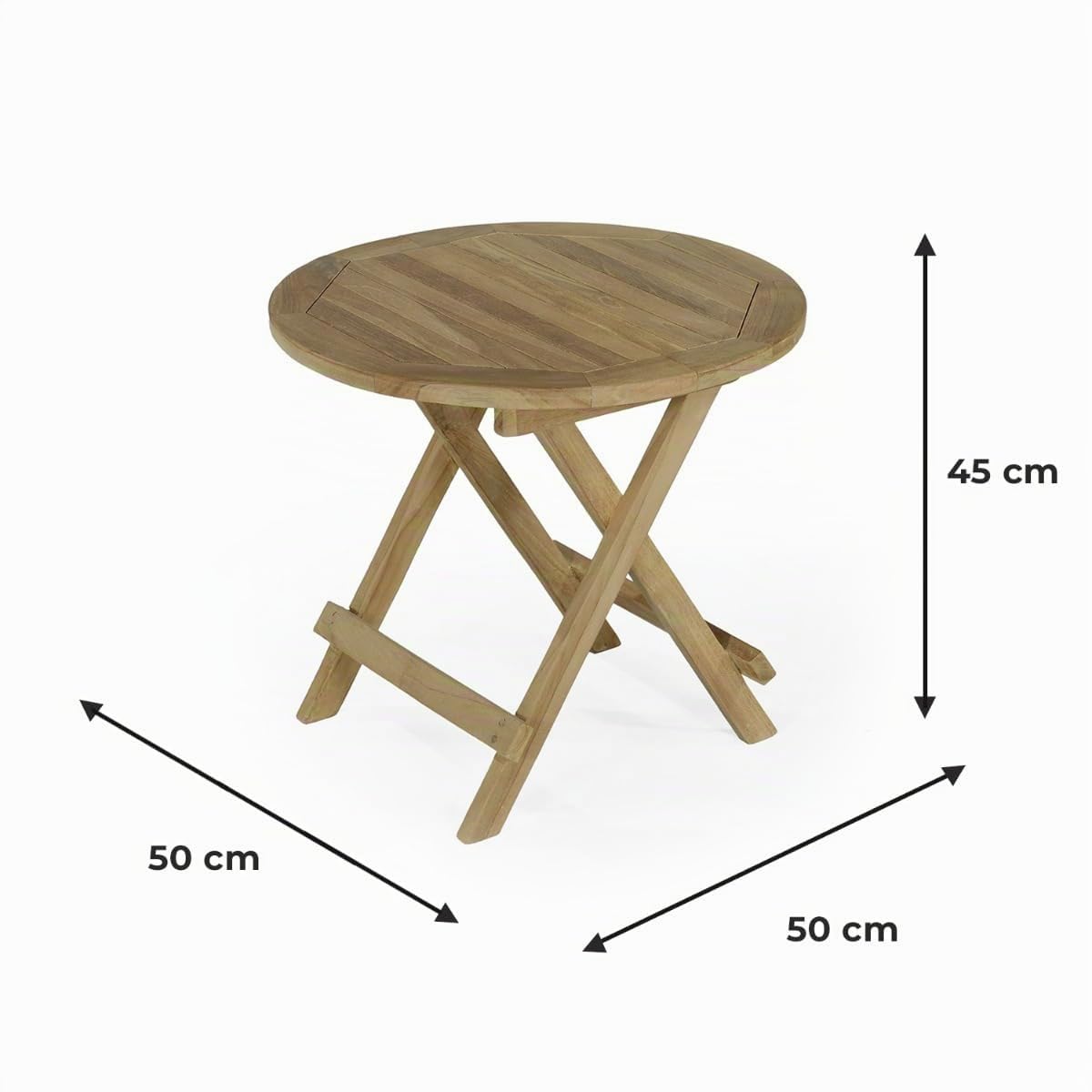 Teck'Attitude Table Basse Pliante Ronde en Teck Massif Kuta ø 50 cm
