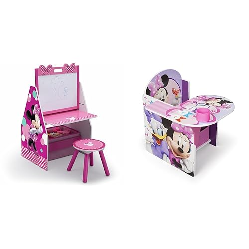 Delta Children Caballete y estación de juegos para niños, ideal para artes, manualidades y escritorio con silla con compartimento de almacenamiento,