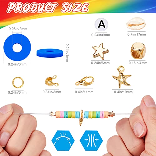 Golray 4800 Pcs Flat Round Polymer Clay Spacer Beads For Jewelry Making Bracelets Necklace Earring Diy Craft Kit With Pendant And Jump Rings - Creat 30-40 Pack Bracelets (6Mm 18 Colors Beads) #TOP3