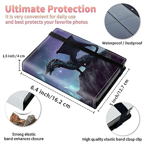 Image of Purple Dinosaur Photo Album 4x6 120 Pockets Photos with Strong Elastic Band, Small Mini Albums Sheet Protector Folder for Photos, Album for Family Wedding Baby Women Men Vacation Gift