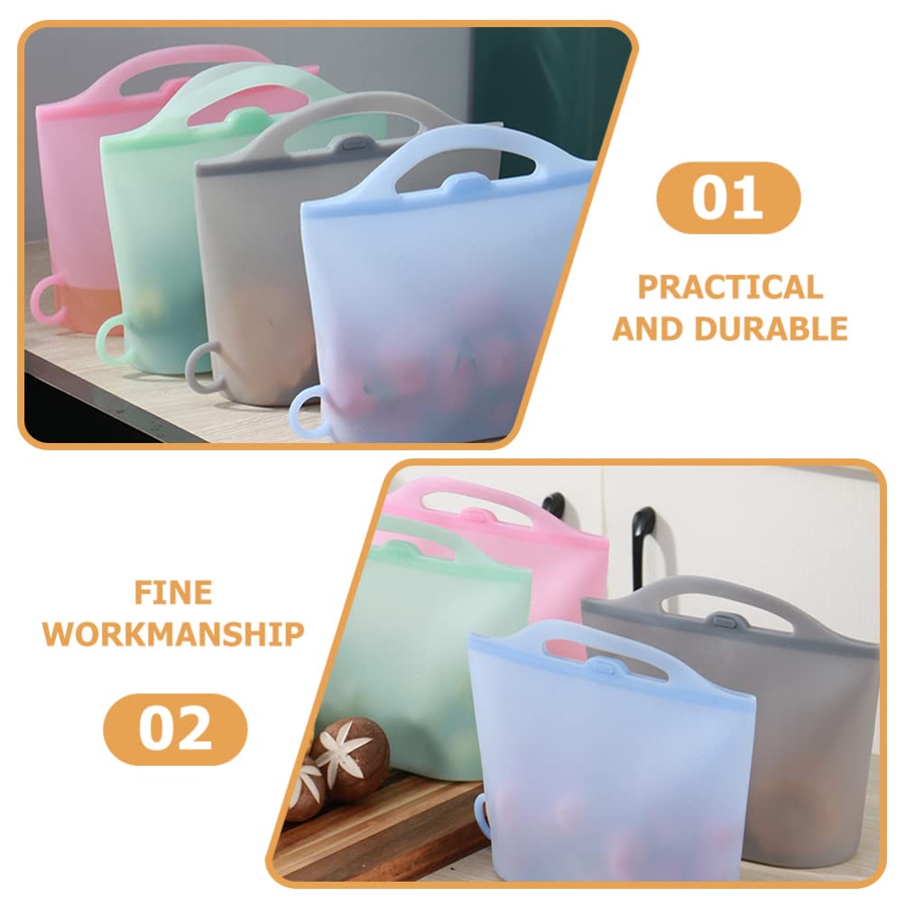 Cabilock 4 Piezas Bolsa De Almacenamiento De Silicona Bolsas De Carne Para Microondas Contenedor De Almacenamiento De Refrigerador Silicona De Grado Alimenticio Niño Bolsa De Microondas