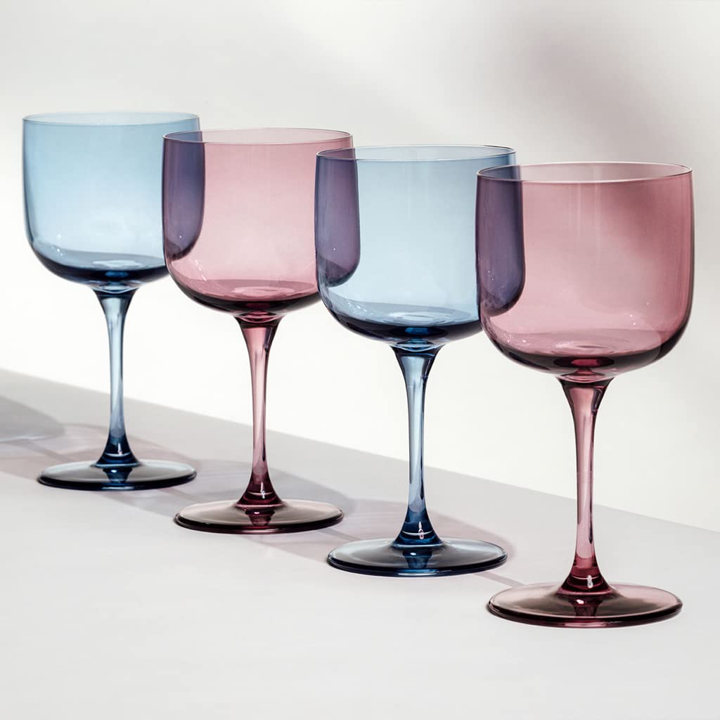 Villeroy & Boch like. by Like Ice Lot de 4 verres à vin et à champagne en cristal Bleu 350 ml et verres à eau 370 ml