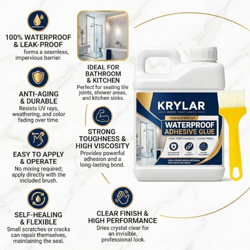 Image of 5KG Heavy Duty Waterproof Adhesive Glue with Brush Strong Bond Leak Repair Sealant for Roof,Wall Crack Filling, Bathroom,Terrace Leakage Protection,Pipe Sealing,Concrete,Metal,Wood&Outdoor