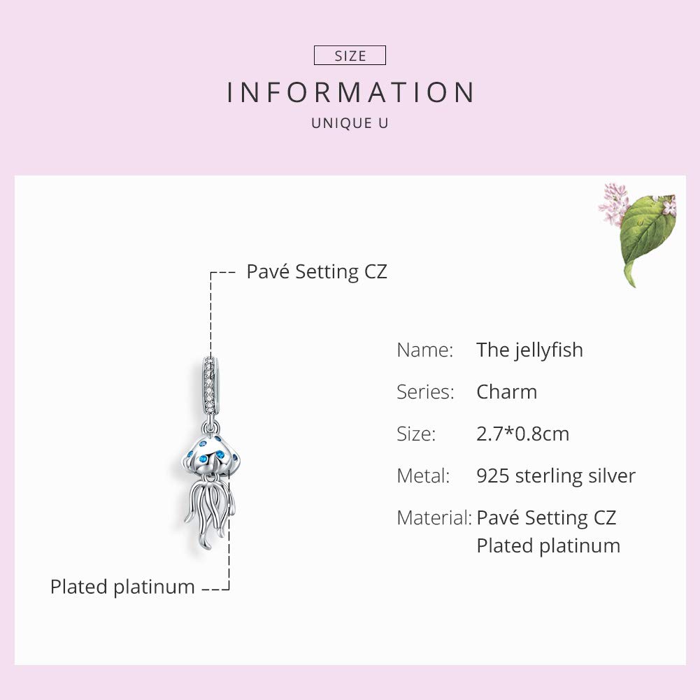 NewL Colgante de medusas de la serie mundial subacuática para pulsera y collar de plata de ley 925 auténtica joyería de bricolaje