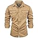 Produktbild FALKENSTEJN Herrenhemd - Modell Riccaldo - 100% Baumwolle  Vintage Hemd Cargo Langarm-Hemd für Männer - Hoher 3 Farben (XL, Otter)