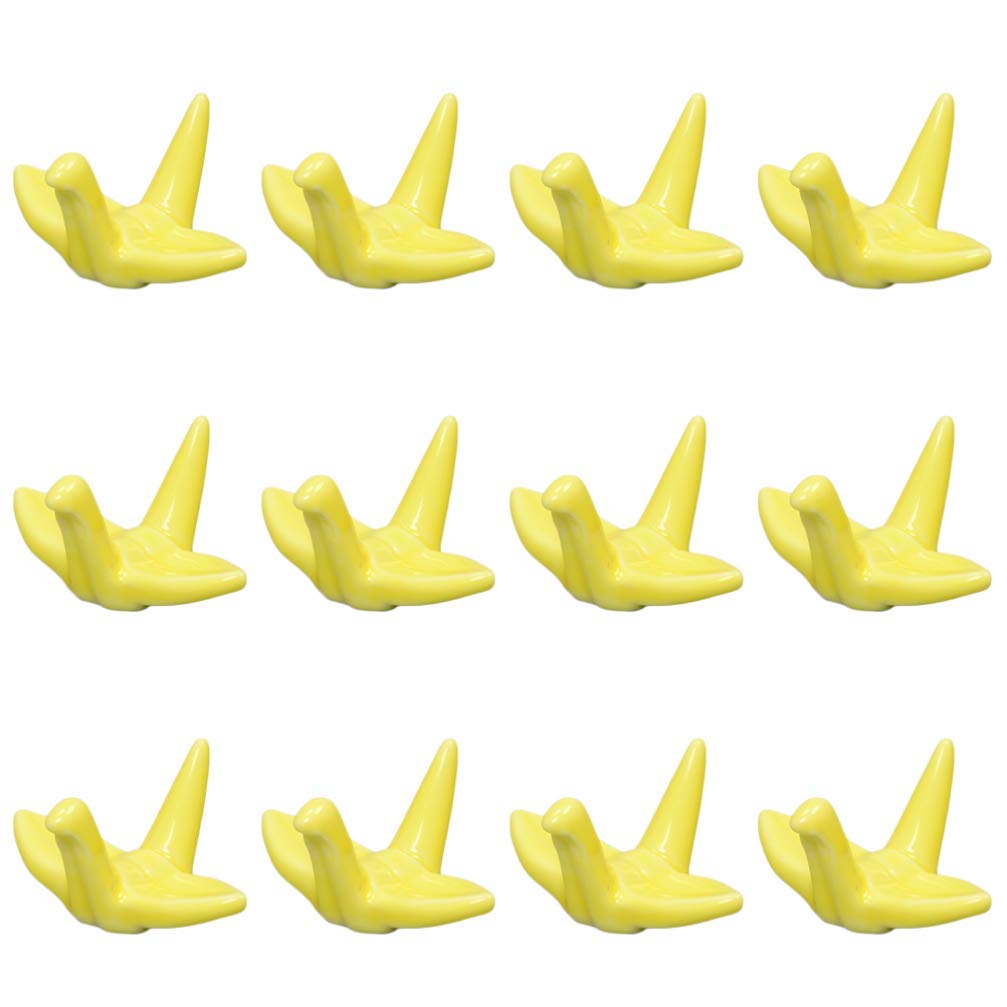 MRKU Chopstick Rest Chopsticks Holders Restaurant 12pcs Porcelain,Wedding Dining Table Decor Guest Gift,Japanese Origami Crane Shape Stand Rack