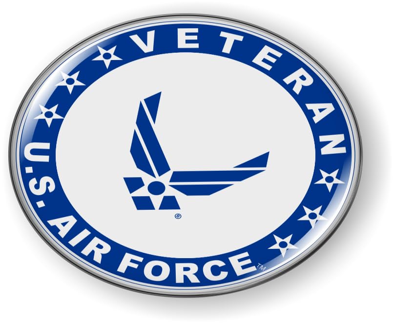 Image of US Air Force Veteran with USAF Blue Arnold Wings & Star CAR Emblem Flexible | Official USAF and USSF Licensed Product, 3D Domed, U.S. Air Force Symbol Badge, Sticker, made by BestLicensePlateFrames