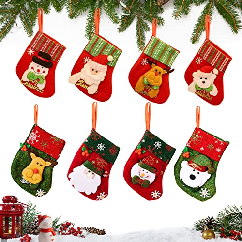 Taozoey Calcetín de Navidad, 8 Pcs Mini Medias de Navidad, Medias Navideñas Pequeñas, Calcetines del Árbol de Navidad, Medias de Navidad Bolsa de Regalo, Mini Calcetín Navideño Adorno para Árbol