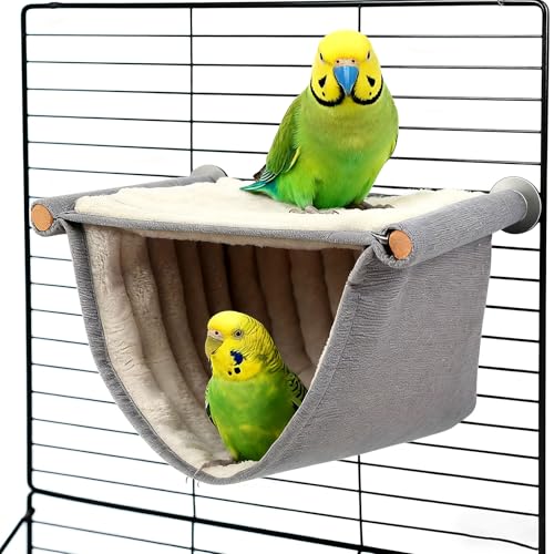 Qnvyw Vogel Hängematte Etagenbett, Wellensittich Zubehör, Winter Warm Vogelnest Haus, Grau, Für...