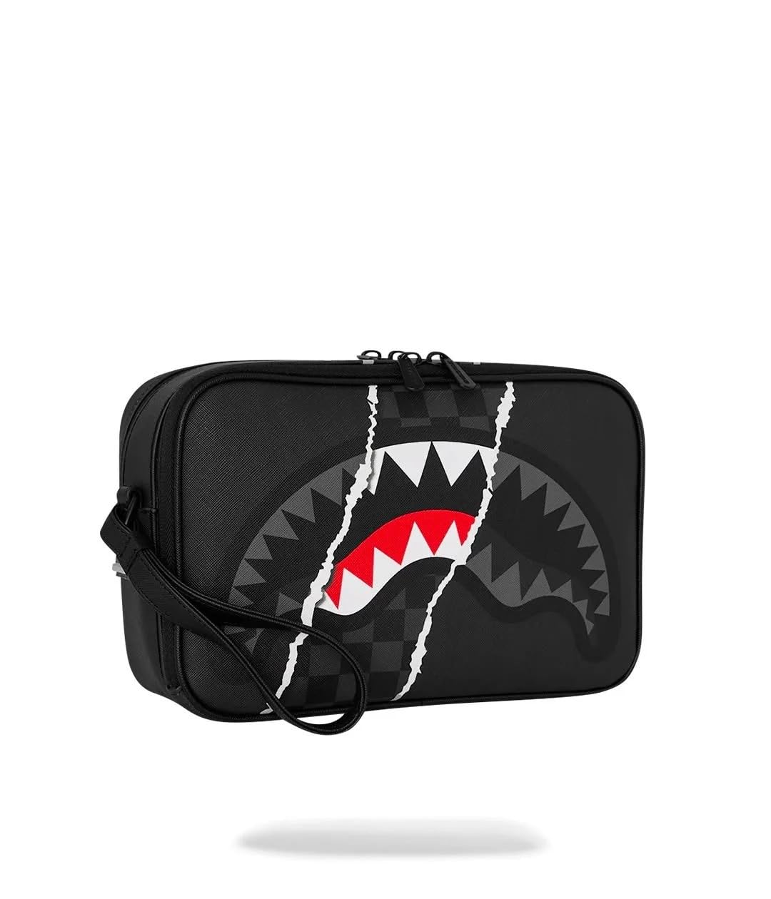 SPRAYGROUND Pochette e beauty Nero Center Rip Revealing Grey Check TOILETRY