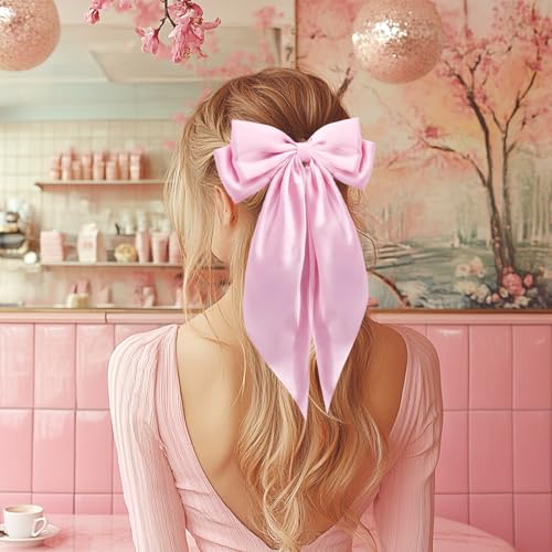 Lazos grandes para cabello con clip metálico, 4 piezas miniatura 6